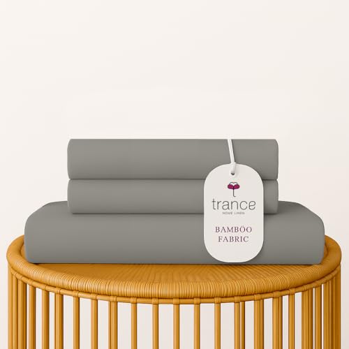 Image of Trance Home Linen 300 TC Bamboo Flat Single Size Bedsheet | Soft, Breathable & Eco-Friendly Bedsheet with 1 Pillow Cover - (54 x 90 inch, Silver Grey)