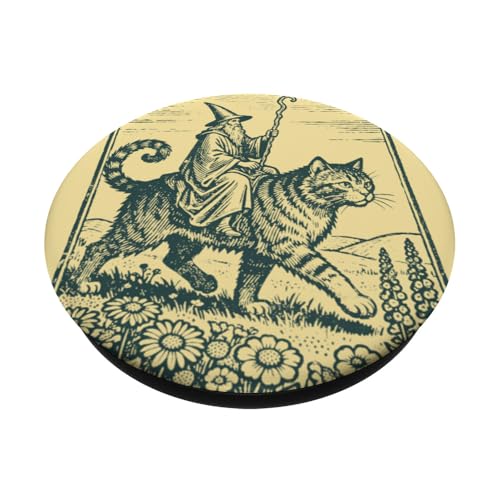 RPG Vintage chevauchant Un Chat géant Fantasy Dark-Academia Art PopSockets PopGrip Adhésif – vue 2