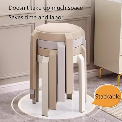 Taburete apilable de plástico portátil para cocina y dormitorio pequeño 2
