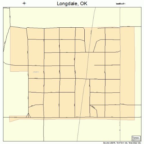 Large Street & Road Map of Longdale, Oklahoma OK Printed poster size