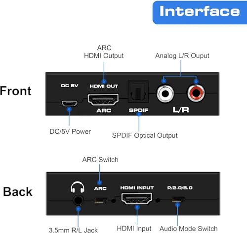 Image of MICROWARE 4K HDMI Audio Extractor - Optical TOSLINK + 5.1 /2CH & 3.5mm RCA Audio Converter