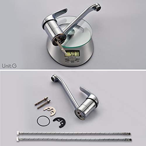 Rovate Classic Single Handle Kitchen Sink Faucet, Brass 360 Degree Swivel Single Hole Mixer Faucet, Chrome #TOP7