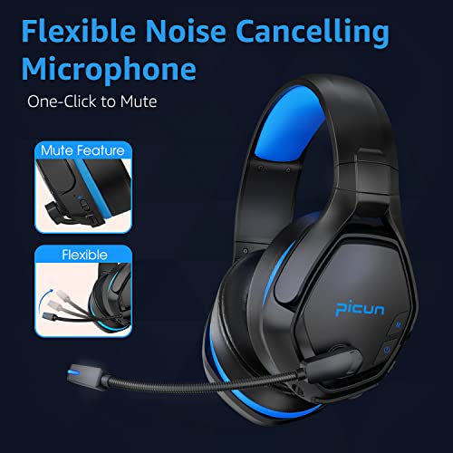 Picun Pg-01 Wireless Gaming Headset For Pc, Ps5, Ps4, Macbook, 2.4Ghz Bluetooth Gaming Headphones With Microphone For Laptop, Computer, 3D Surround Sound - Dynamic Eq Driver - Soft Memory Earmuffs #TOP3