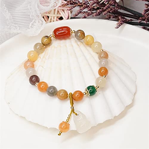 Bracelet calcédoine de 8mm en jade naturel et finition main - 2