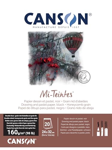 CANSON MI-TEINTES 24X32 160G Schwarz, Block 20 Seiten