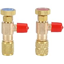 Liquid Safety Valve R410A R22 Air Conditioning Refrigerant 1/4 Inches Safety Adapter Refrigerant Charging Valve 2pcs