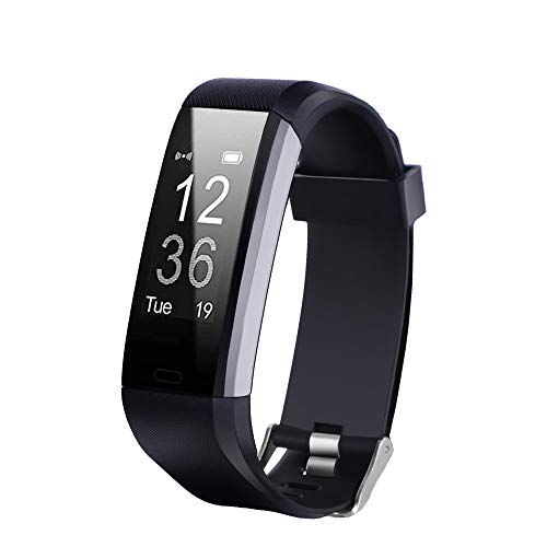 Fitness Tracker HR, Activity Tracker Watch with Heart Rate Monitor, Waterproof Smart Fitness Band with Step Counter, Calorie Counter, Pedometer Watch for Women and Men (Black)