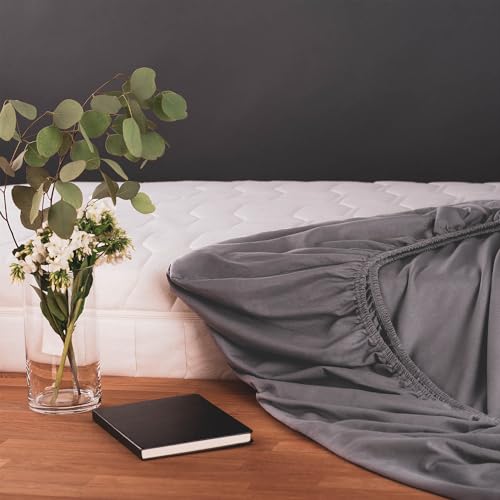 Foto von Blumtal® Basics Spannbettlaken 90x200cm Jersey - Bettlaken aus 100% Baumwolle - Oeko-TEX zertifiziertes Spannbetttuch 90x200 cm - Grau