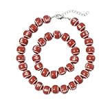 Vanesseva Juego de joyas de fútbol americano para mujer, collar de cuentas de madera y pulsera gargantilla, accesorios de animadora de rugby Spirit