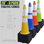 Fluorescent Green PVC Traffic Cones, 28" Large, 8 Count - Image 2