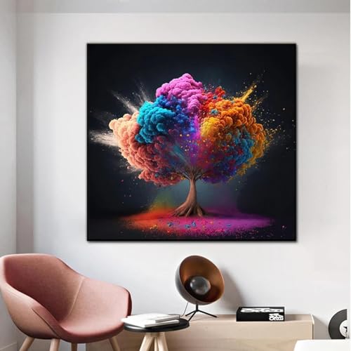 Arbre coloré sur toile abstraite de fleurs sauvages pour illuminer votre maison