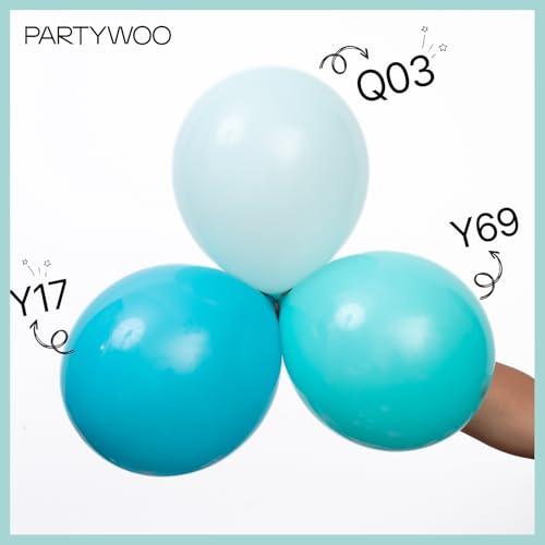 Image of PartyWoo Teal Balloons 140pcs Different Sizes Pack of 18 12 10 5 Inch Turquoise Balloon Arch Kit for Baby Shower Gender Reveal Wedding Engagement Birthday Pool Tea Party Decorations Blue-Q03