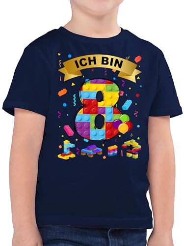 Kinder T-Shirt Jungen - 8. Geburtstag - Ich Bin 8 Bausteine - 140 (9/11 Jahre) - Dunkelblau - t-Shirts Jahre Jungs geburtsshirt 8.Geburtstag Tshirt Geburtstags Junge Shirt acht t Zahl Years für