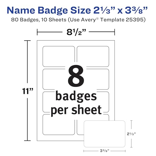 image for Avery Flexible Printable Name Tags, 2-1/3