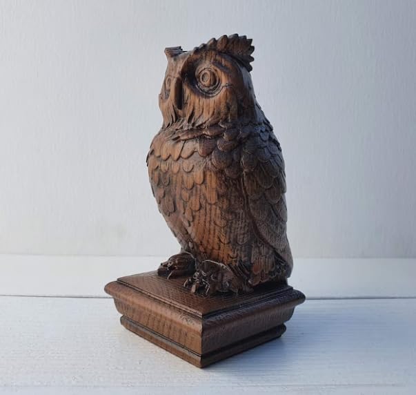 Owl Wooden Finial for Staircase Newel Post, Owl Finial Bed Post, Owl Statue Gift by Blackperlcrafts