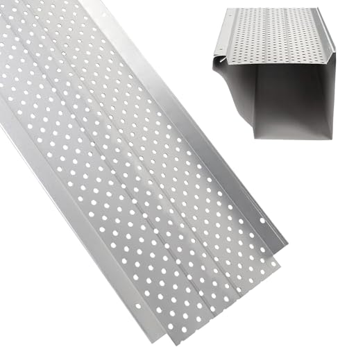 Elecoman Gutter Guard 6 Aluminum Leaf Filter Gutter Cover 25 PCS Total Length 100FT Raptor Gutter Guards Easy DIY Leaf Guards for Gutters Fits Any Roof or Gutter Type