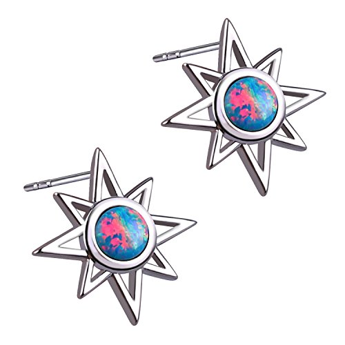 Kelitch 925 Silver Stars Stud-Earrings Handmade Opal Hoop Earrings For Women Jewelry #TOP8