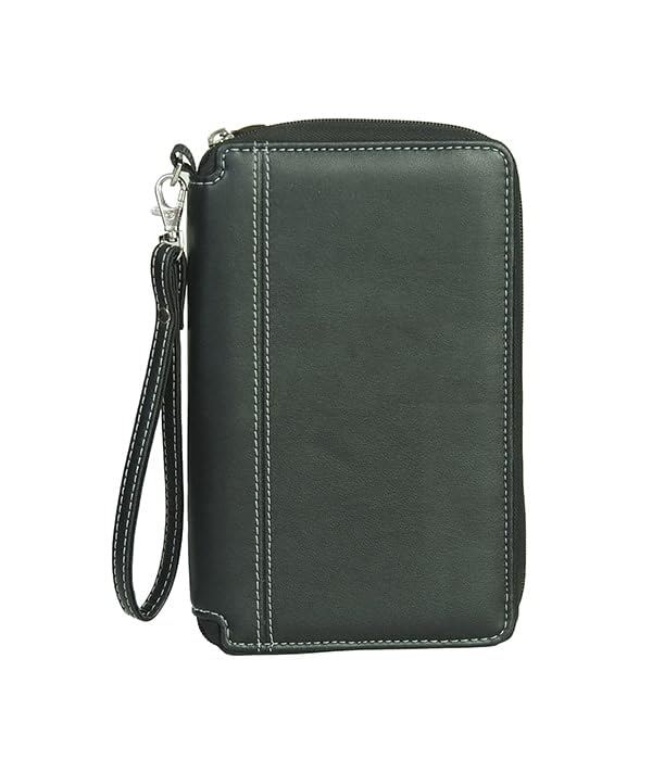 Image of Eurostyle Unisex Passport Holder & Travel Document Organizer | PU Leather Passport Wallet with Ticket, Boarding Pass, Currency & Credit Card Pockets, Coin Pouch & Buckle Closure | Black