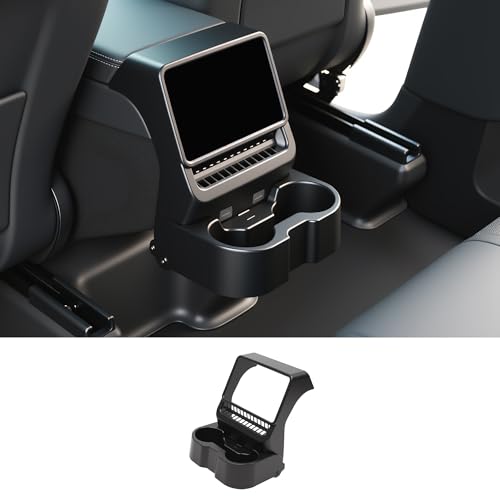 Arcoche Rear Seat Cup Holder for Tesla Model Y 2025 2026 Juniper Model 3 Highland 2024 2025 Accessories Retractable and Foldable (Not fit 2026 Standard)