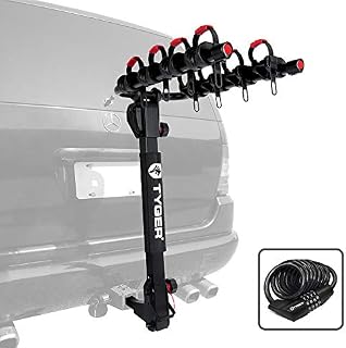 Tyger Auto TG-RK4B102B Deluxe 4-Bike Carrier Rack Fits Both 1-1/4'' and 2'' Hitch