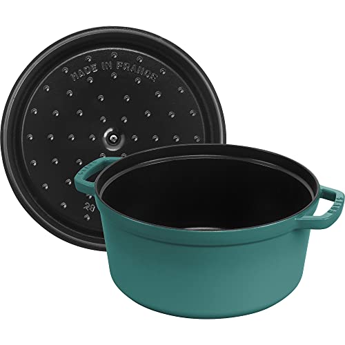 Image of STAUB Cast Iron 7-qt Round Cocotte, Serves 7-8, Turquoise