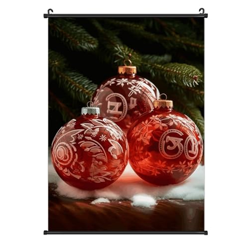 Poster toile boule de verre rouge Noël déco murale amovible