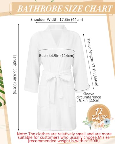 Panitay 12 Pcs Women's Short Waffle Robes Bulk Spa Robes Hotel Bath Commercial Soft Thin for Birthday Party (White Short Style)2