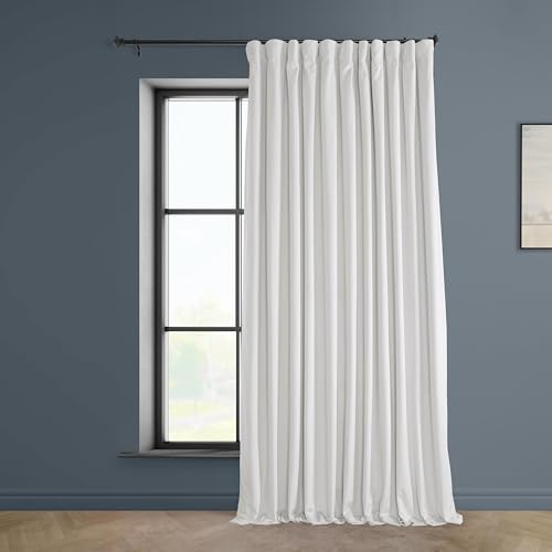 HPD Half Price Drapes Heritage Plush Velvet Curtains 108 Inches Long Room Darkening Curtains for Bedroom & Living Room 100W x 108L, (1 Panel), Pillow White