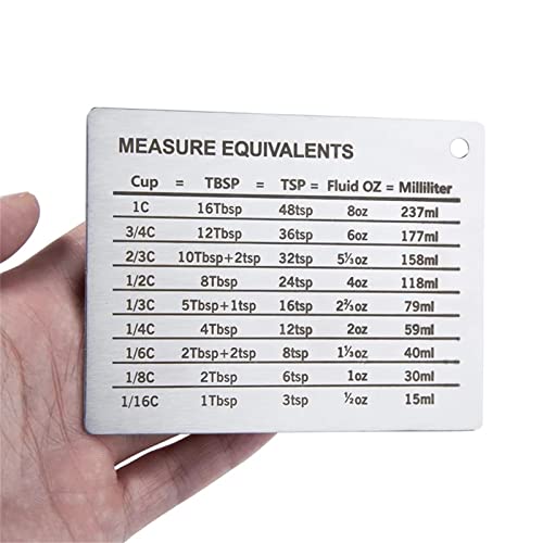 Magnetic Kitchen Conversion Chart Stainless Steel Refrigerator Magnet Measurement Conversion Chart With Scale Plate For Cups, Tablespoons, Teaspoons, Fluid Oz And Milliliters #TOP1