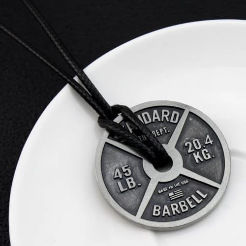 Collier homme haltérophilie en maille épaisse avec pendentif plaque - 6