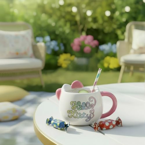 Miniatura 9 de Konix Hello Kitty Taza 3d De Cerámica - 500 Ml - Diseño Kawaii - Blanco Y Rosa