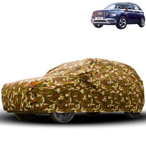 Image of Water Proof Car Body Cover Compatible for Hyundai Venue 2019. | Dust Proof, Heat Resistant | Ultra Surface Body Protection - (Military Jungle Print)