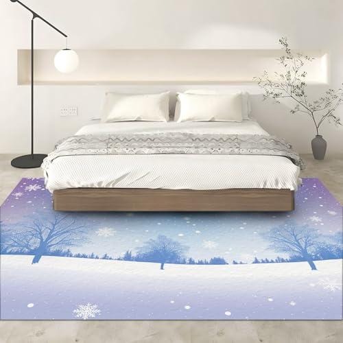 Tapis imprimé flocon de neige antidérapant et lavable en machine
