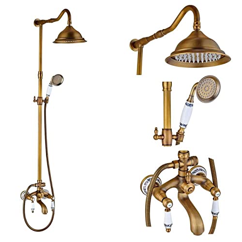 Robinet mural antique en laiton véritable avec mitigeur orientable pour un style rétro chic
