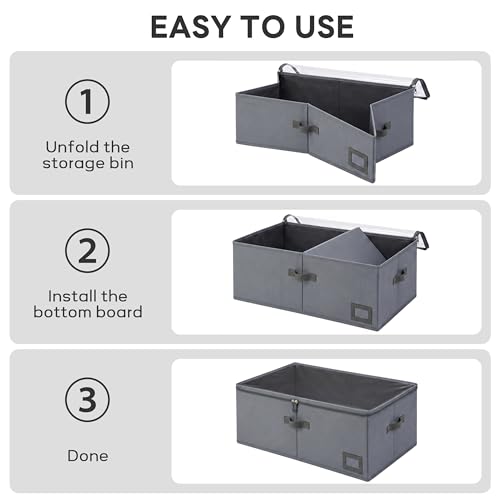 PLUMGEAN 10-Inch Under Bed Storage Containers (3-Pack) | Sturdy Sidewalls | Clear Cover & Label Holder | Foldable Closet Organizer | Stores Clothing/Blankets/Wrapping Paper/Toys by PLUMGEAN - Image 7