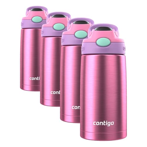 Image of Contigo Autospout Water Bottle with Straw 13 oz Azalea /Pansy (Pack of 4)