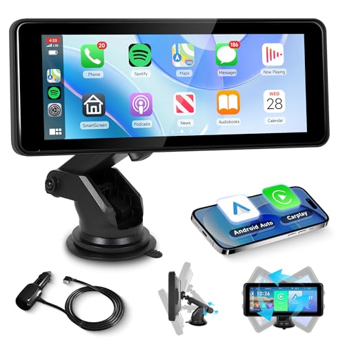 Wireless Apple CarPlay Car Radio Car Stereo Android Auto Portable CarPlay Screen,Rimoody 6.86 inch Touchscreen Carplay Screen Bluetooth FM Transmitter Airplay Mirror Link Voice Control