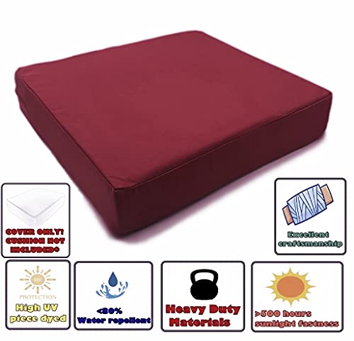 Cozylounge Burgundy Red Outdoor Water Repellent Patio Chair Cushion Seat Pillow Covers Only (24 Inchx24 Inchx4 Inch (4 Covers)) #TOP2