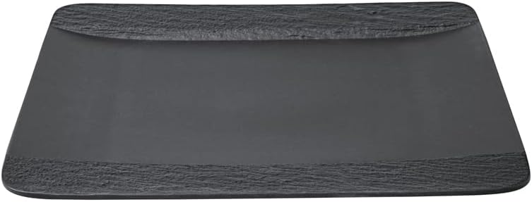 Villeroy & Boch Manufacture Rock Square Dinner Plate, Modern Shaped Premium Porcelain, Dishwasher Safe, Black