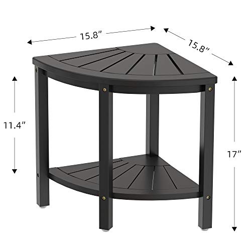 Bamboo Corner Shower Stool Bench Waterproof - With Storage Shelf For Shaving Legs Or Seat In Bathroom & Inside Shower #TOP6