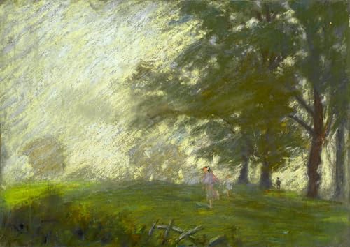 Cuadro moderno de Walter Bonner Gash, óleo decorativo de una niña saltando de 60x90cm