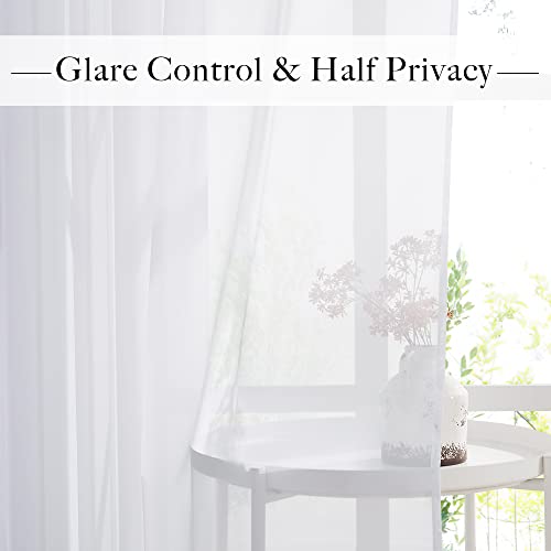 Ryb Home 4 Panels White Sheer Curtains, Extra Long Voile Sheer Drapes Airy & Breathable, Light Filtering For Large Window, Sliding Glass Door, Backdrop, W 54 X L 96 Inch Each Panel, 4 Panels #TOP3