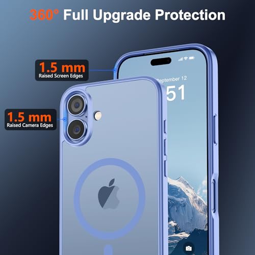 Image of SUPFINE Magnetic for iPhone 17 Case (Compatible with MagSafe)(Military Grade Drop Protection) Translucent Matte Shockproof with Anti-Fingerprint Phone Cover 2025,Blue Purple