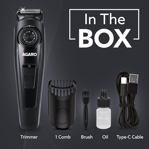 Image of AGARO Beard Trimmer MT1122, 10 Length Settings with digital display USB rechargeable multifunctional for home and travel