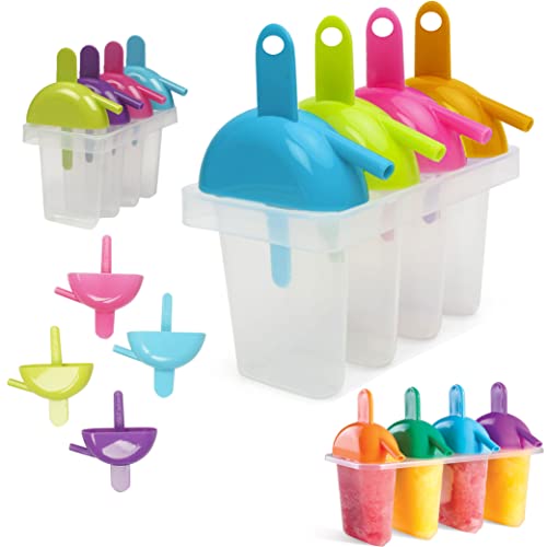 4 Freezer Ice Pop Maker Mold Popsicle Sip Straw Ice Cream Frozen Pops Cake Treat #TOP5