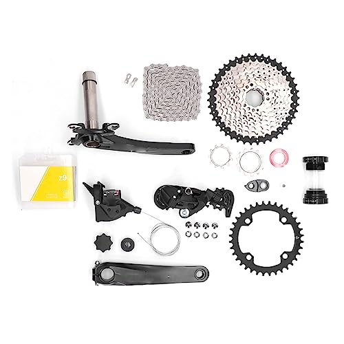 Glomora 9 Speed Groupset 42T Flywheel Bike Shift Kit Crank Shifter Rear Derailleur Chain Set (36T Chainring)