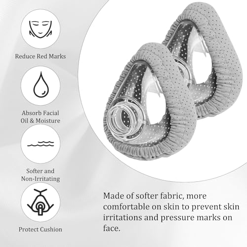 6PCS CPAP Mask Liners, CPAP Accessories, Grey CPAP Mask Covers Set, Soft, Comfortable and Reusable for Enhanced Comfort During Sleep, For Most Full-Face Masks - Image 5