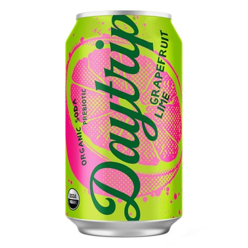 Daytrip Organic Sparkling Prebiotic Soda, Low Sugar Soda and Low Calorie Healthy Soda Alternative, Prebiotic Drink for Gut Health Drink and Digestion, Refreshing Functional Beverage with Plant-Based Fiber, 12-Pack - Grapefruit