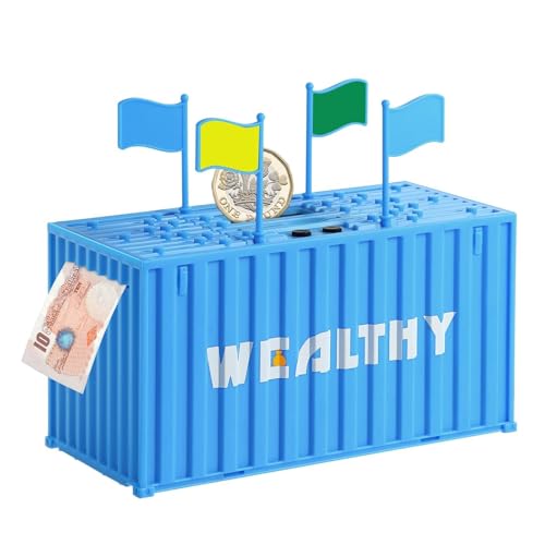 Image of EEEKit Digital Coin Bank, Automatic Coin Counting Money Bank with LCD Display & Manual Adjustment Button, Cash Saver Box for Adults, Blue