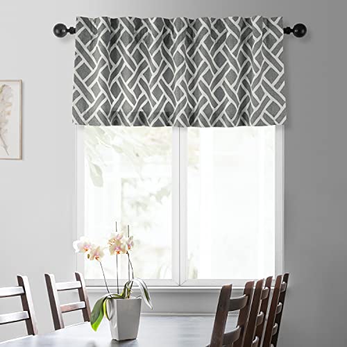 Image of HPD Half Price Drapes Window Valance 50 X 19 Cotton Martinique Printed, PRCT-VLD07C-19, Martinique Grey